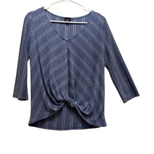 W5 Navy Striped Blouse with Knot Detail